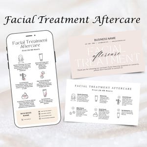 Facial Treatment Care Card, Aftercare Card Template, Care Card, Printable Small Business Care Card, Editable Canva templates