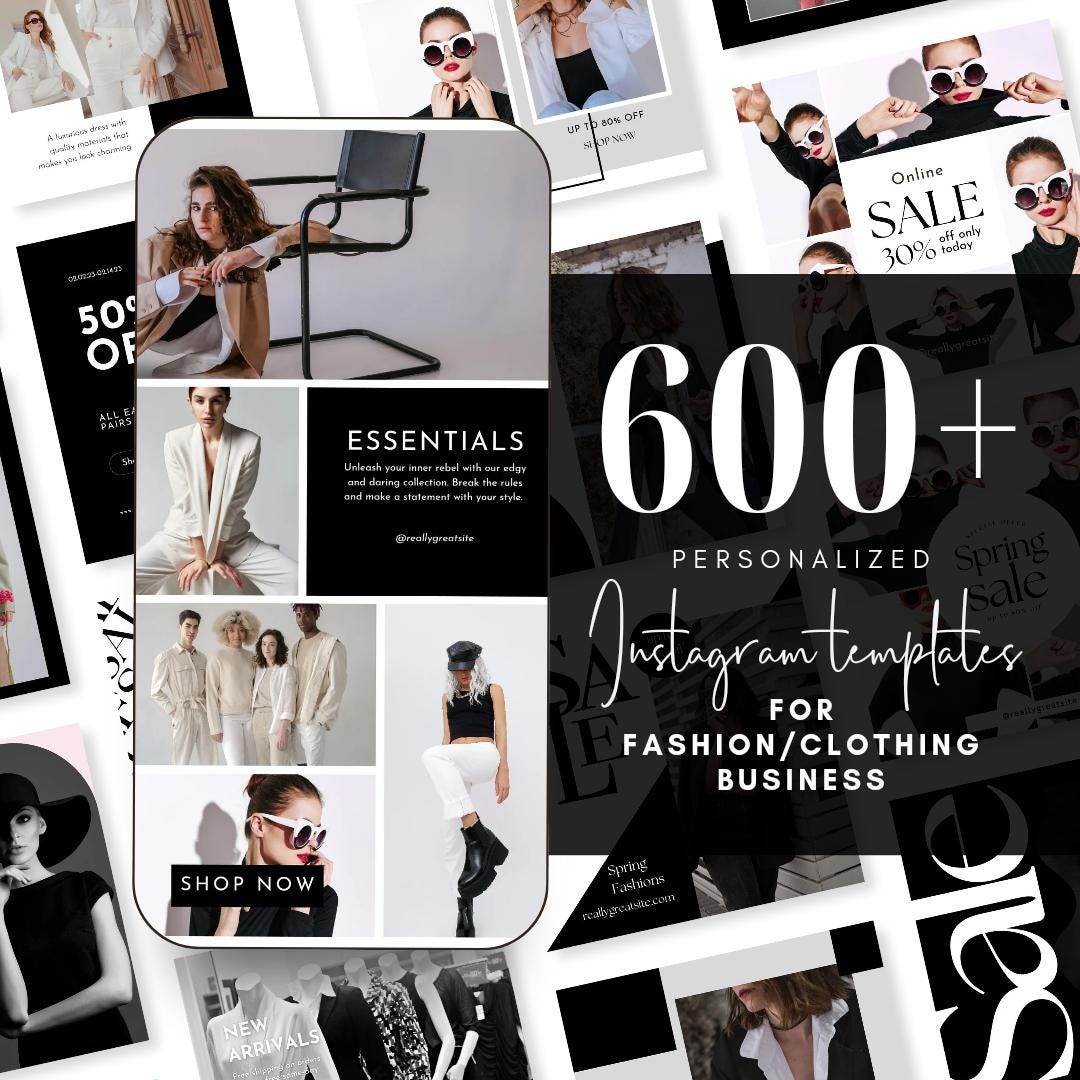 Black and White Fashion Social Media Instagram Editable Canva Templates ...