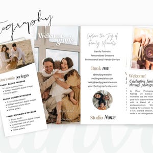 Photography Trifold Template, Photographer welcome packet guide, Photography Flyer, Newborn Photography, Editable Canva Template PTD3
