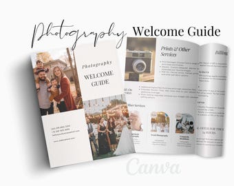 Photography Welcome Guide, Editable Welcome Guide With Text, Photographer Client Guide, Magazine Template, Price List, Canva Template