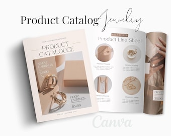 Product Catalogue, Beige Aesthetic Jewelry, Editable Canva Template, Jewelry Line Sheet Template Product Catalogue, Printable Pricing Guide