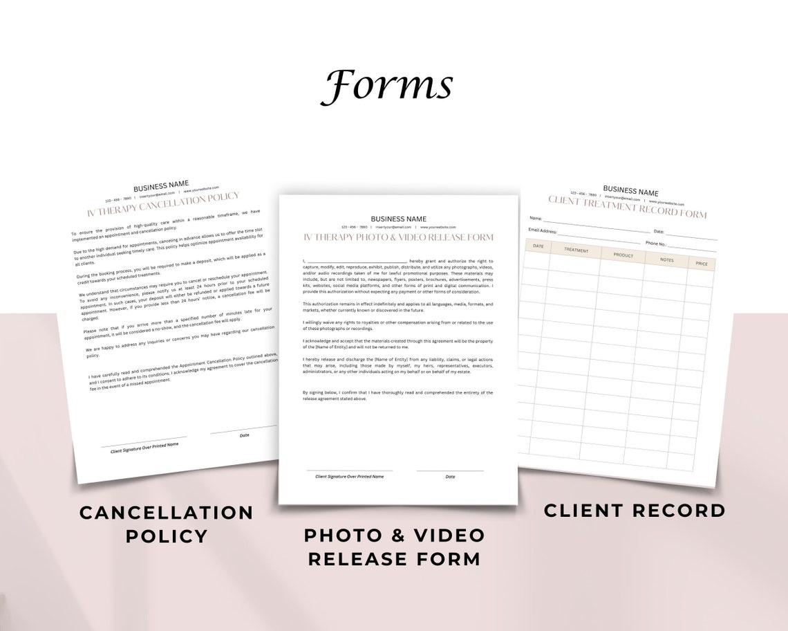 Editable IV Therapy Consent Intake Forms Bundle, Intravenous Therapy ...