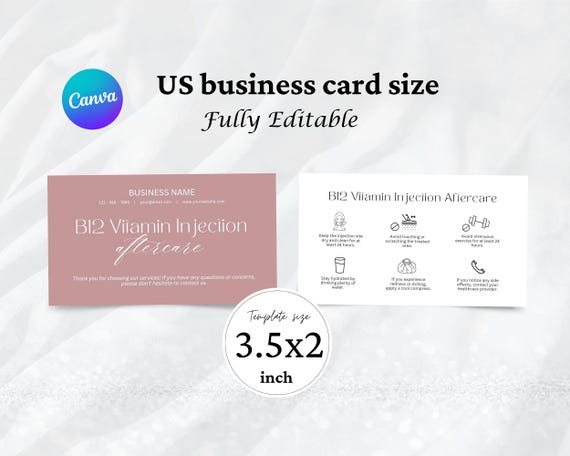 b12 injections medical card Vitamin Injection Care Card, Aftercare Template, Care Card, Printable Small Business Care Card, Editable Canva templates B12 Injections : Boost its advisable to ensure Format:Vial 10mg/10mg Mayer's coctail