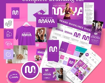 Purple Fitness Coach Brand Kit | Wellness Logo Design | Personal Trainer Branding | Active Lifestyle Business | Bold Feminine Brand Identity
