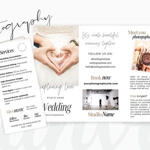 Photography Trifold Template, Photographer welcome packet guide, Photography Flyer, Photography Brochure, Editable Canva Template PTD1