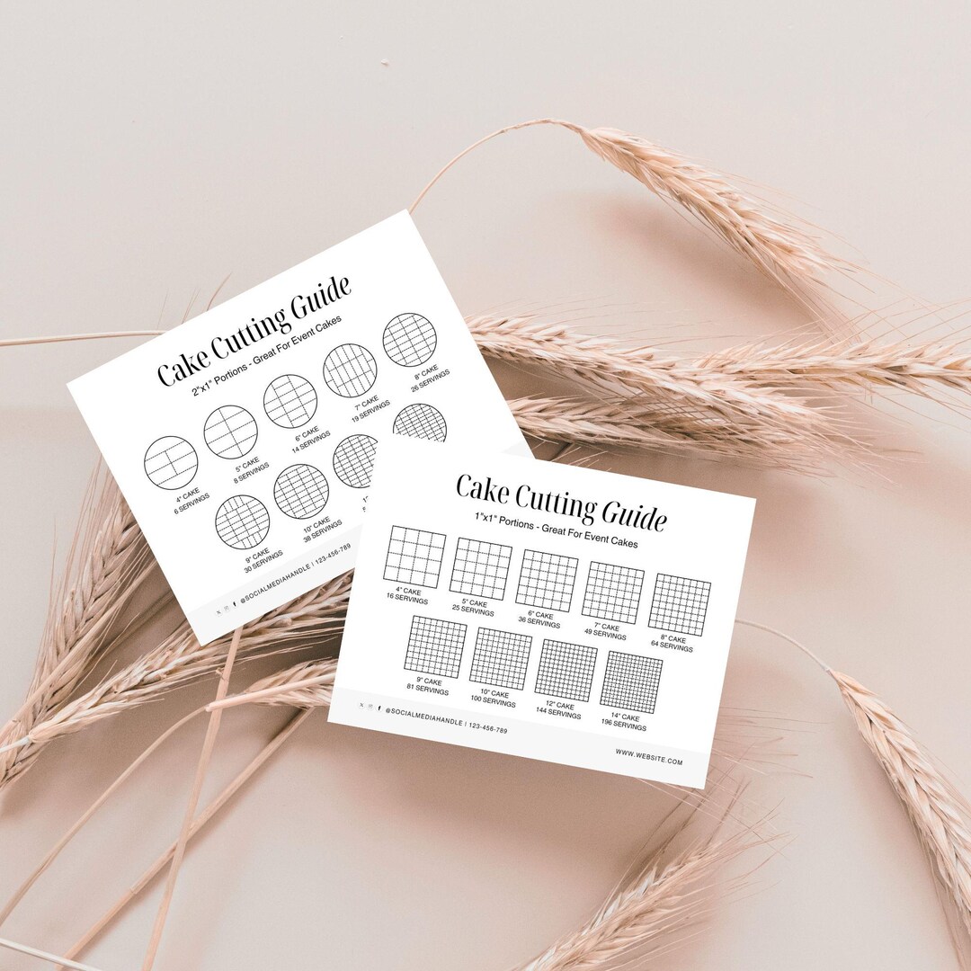 Minimalist Cake Cutting Guide Card Printable, Editable Canva Template ...