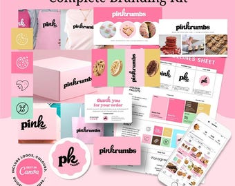 Pink Bakery Brand Kit | Cookie Cake Dessert Sweet Logo | Logo Design | Homemade Business Brand Kit | Colorful Bakery Business Branding