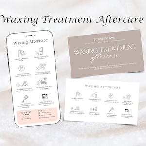 Waxing Treatment Care Card, Aftercare Card Template, Care Card, Printable Small Business Care Card, Editable Canva templates
