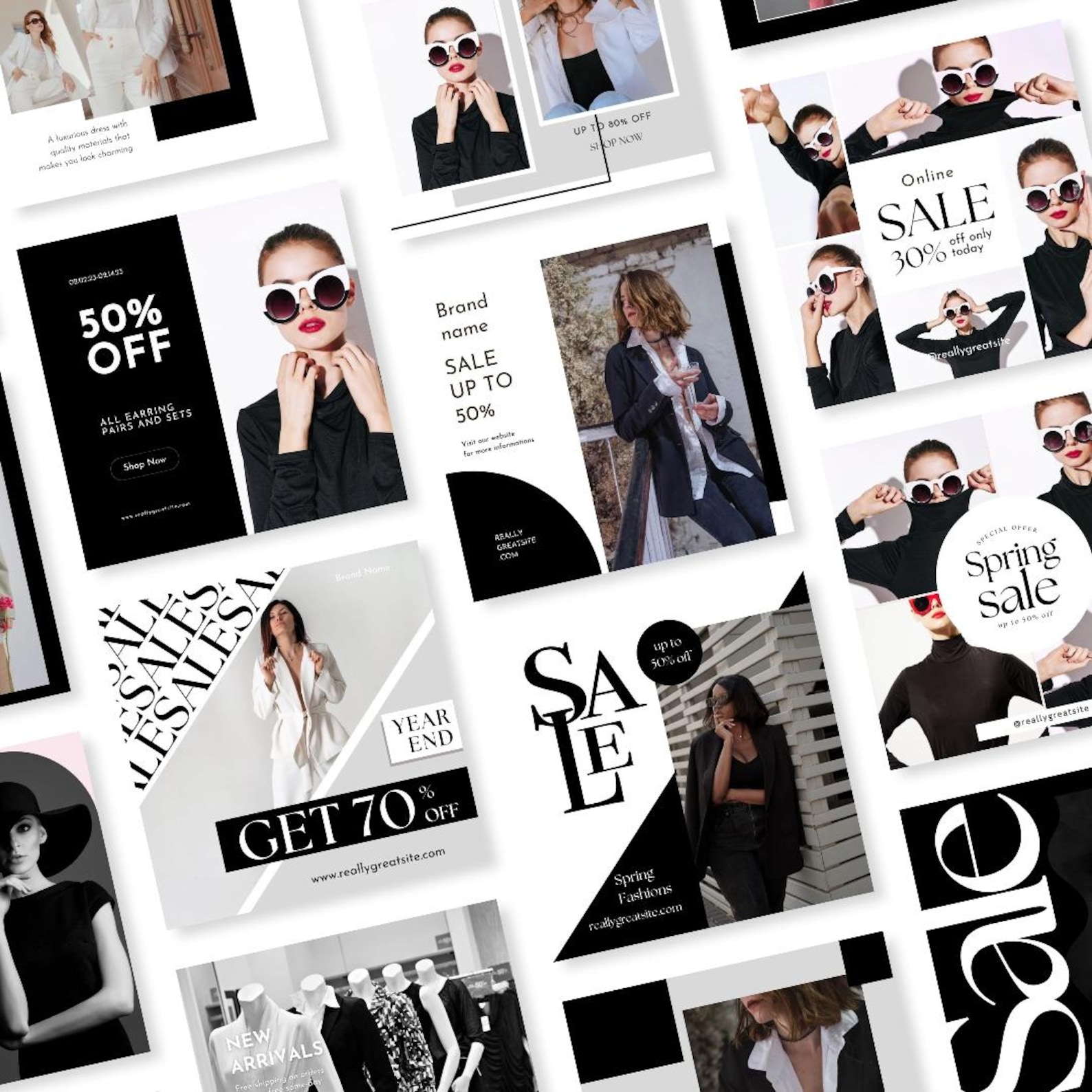 600black and White Fashion Social Media Instagram Editable Canva ...