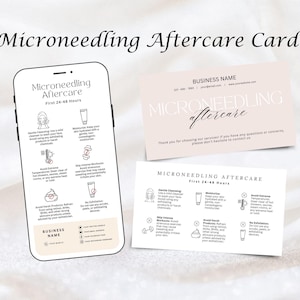 Microneedling Care Card, Aftercare Card Template, Care Card, Printable Small Business Care Card, Editable Canva templates
