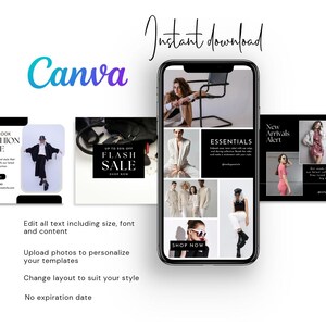 600black and White Fashion Social Media Instagram Editable Canva ...