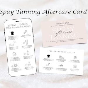 Spray Tanning Care Card, Aftercare Card Template, Care Card, Printable Small Business Care Card, Editable Canva templates