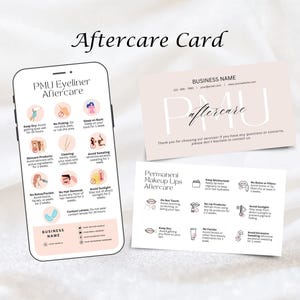 Permanent Makeup Care Card, Aftercare Card Template, Care Card, Printable Small Business Care Card, Editable Canva templates