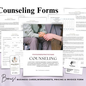 Counseling Intake Form, Informed Consent for Counseling and Psychotherapy, Mental Health Intake Template, Editable and Printable