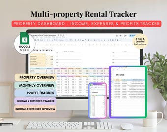 Multi Rental Property Income & Expense Template, Income and Expenses Tracker, Rental Property Management, Google Sheets