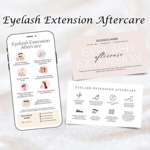 Eyelash Extensions Care Card, Aftercare Card Template, Care Card, Printable Small Business Care Card, Editable Canva templates