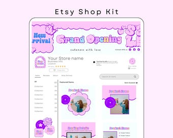 Etsy Puffy Shop Kit Bundle, bearbeitbare Canva, Etsy Banner, Produktliste für digitale Kleidung, Etsy Store Branding, Etsy Verkäuferkit