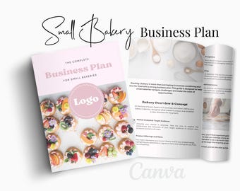 Small Bakery Business Plan Guide, Editable Business Plan Guide, Business Plan, Small Business Planner, Canva Templates