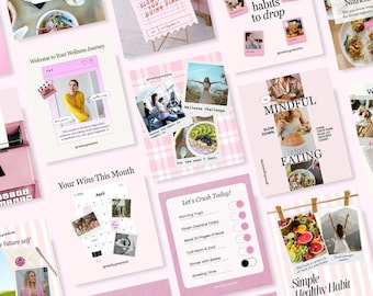 Coach de bienestar Gerente de redes sociales Publicaciones e historias de SMM Marketing de Instagram de 30 días Tema digital de Canva Pink