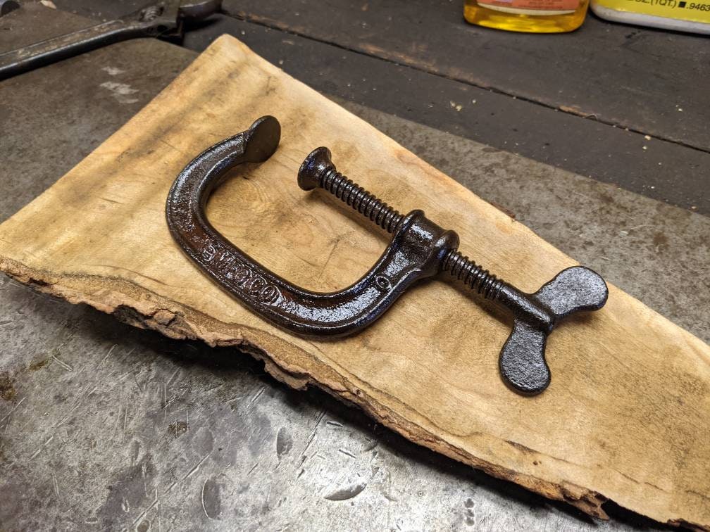 Antique C Clamp Cast Iron with Wing Style Handle. E. MFG. co. Etsy