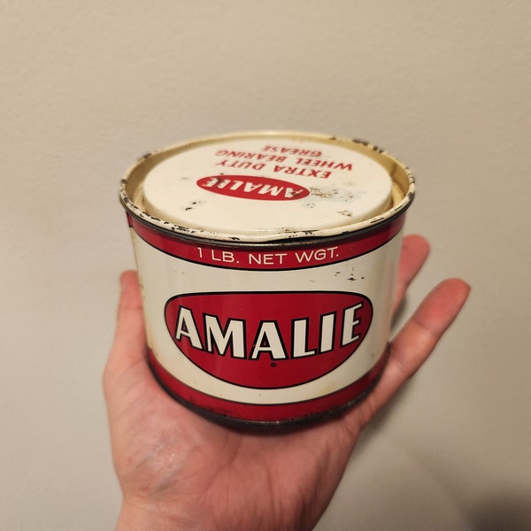 Amalie Pennsylvania Motor OilGrease Can, 1 Pound Grease Can, Amalie, Petrolina, Collectable Gas and Oil Can, Grease Can, Oil Can, Grease