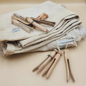 Vintage Wooden Clothespins | Round or Flat Head Farmhouse Craft Supplies