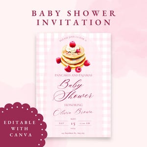 Pancakes and Pajamas Baby Shower Invitation - Customizable Canva Template