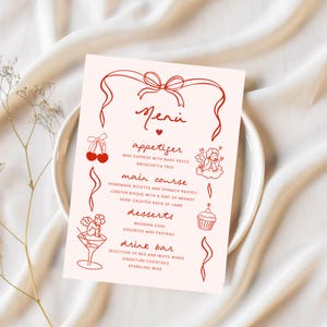 Cherry on top menu template with Cherubs | Party Template| Editable canva template | Digital Download Party Template | Digital Download
