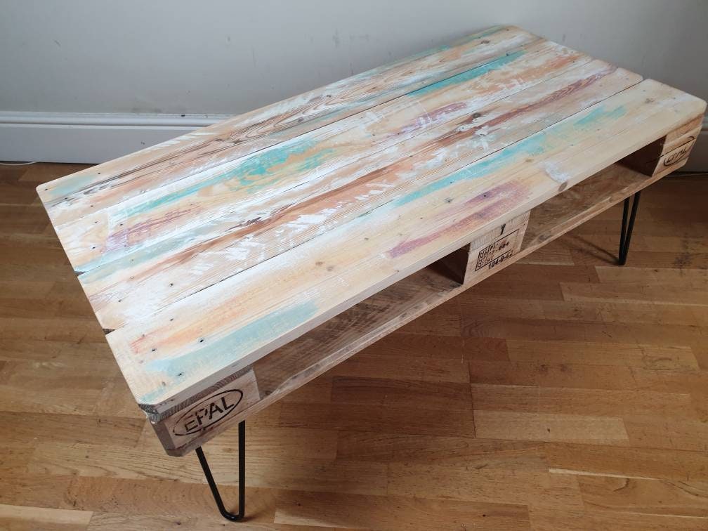 Rustic White Pallet Coffee Table Etsy