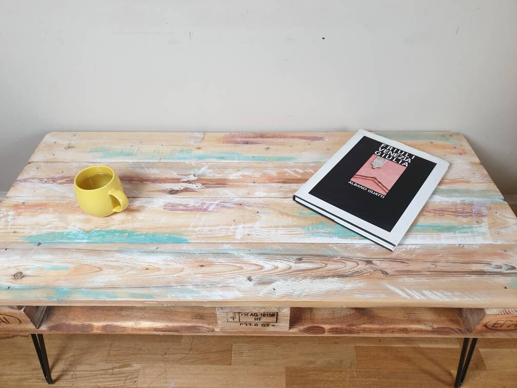 Rustic White Pallet Coffee Table Etsy
