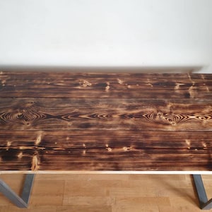 Rustic Reclaimed Scaffolding Table with Industrial Box Section Steel legs with black finish