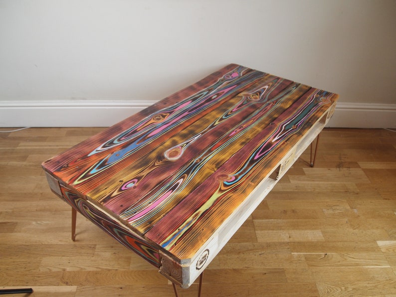 Painted pallet coffee table made with reclaimed wood with | Etsy