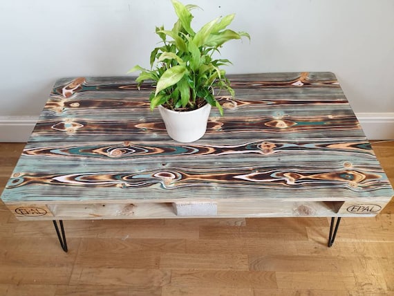 Reclaimed Retro Pallet Coffee Table evil Eye in Urban Farmhouse
