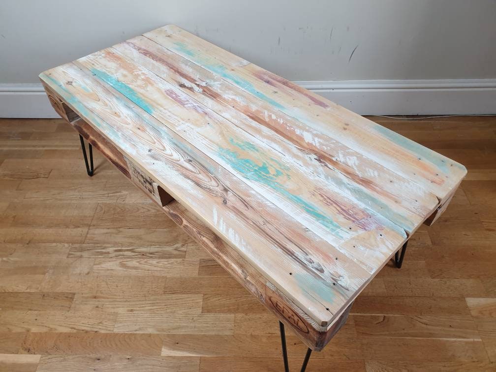 Rustic White Pallet Coffee Table Etsy