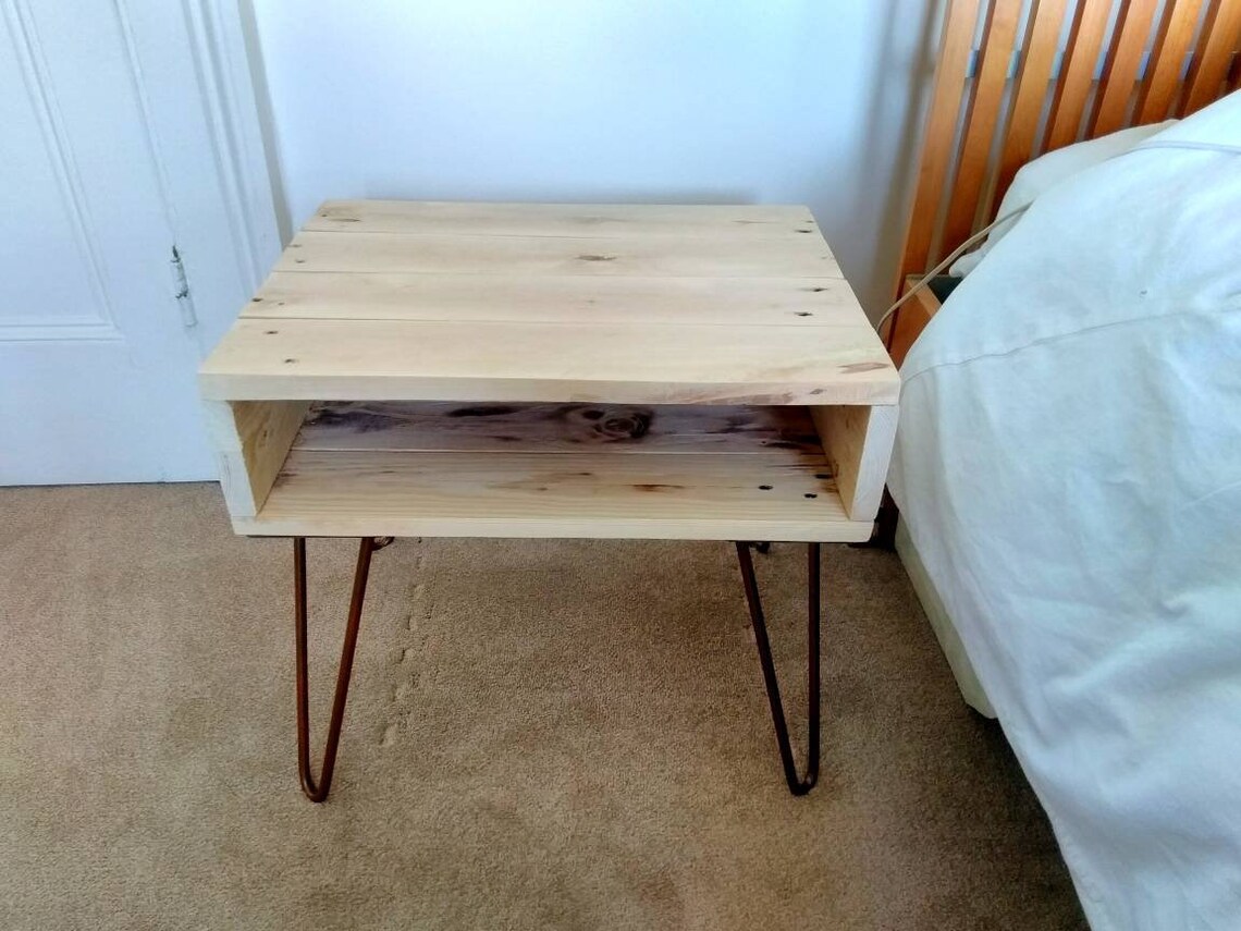 Reclaimed Wood Side Table in Rustic Farmhouse Style Made With Etsy UK