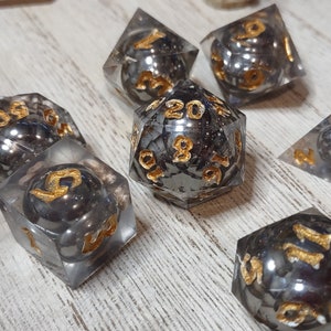 Handcrafted Steel Core Polyhedral Dice Set for Tabletop Gaming