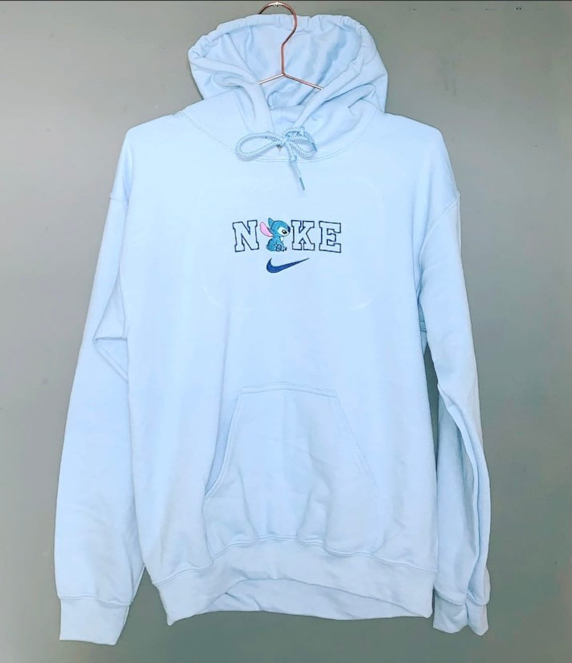 Unisex Adult Hoodie in Light Blue with Disney Stitch and Nike Etsy