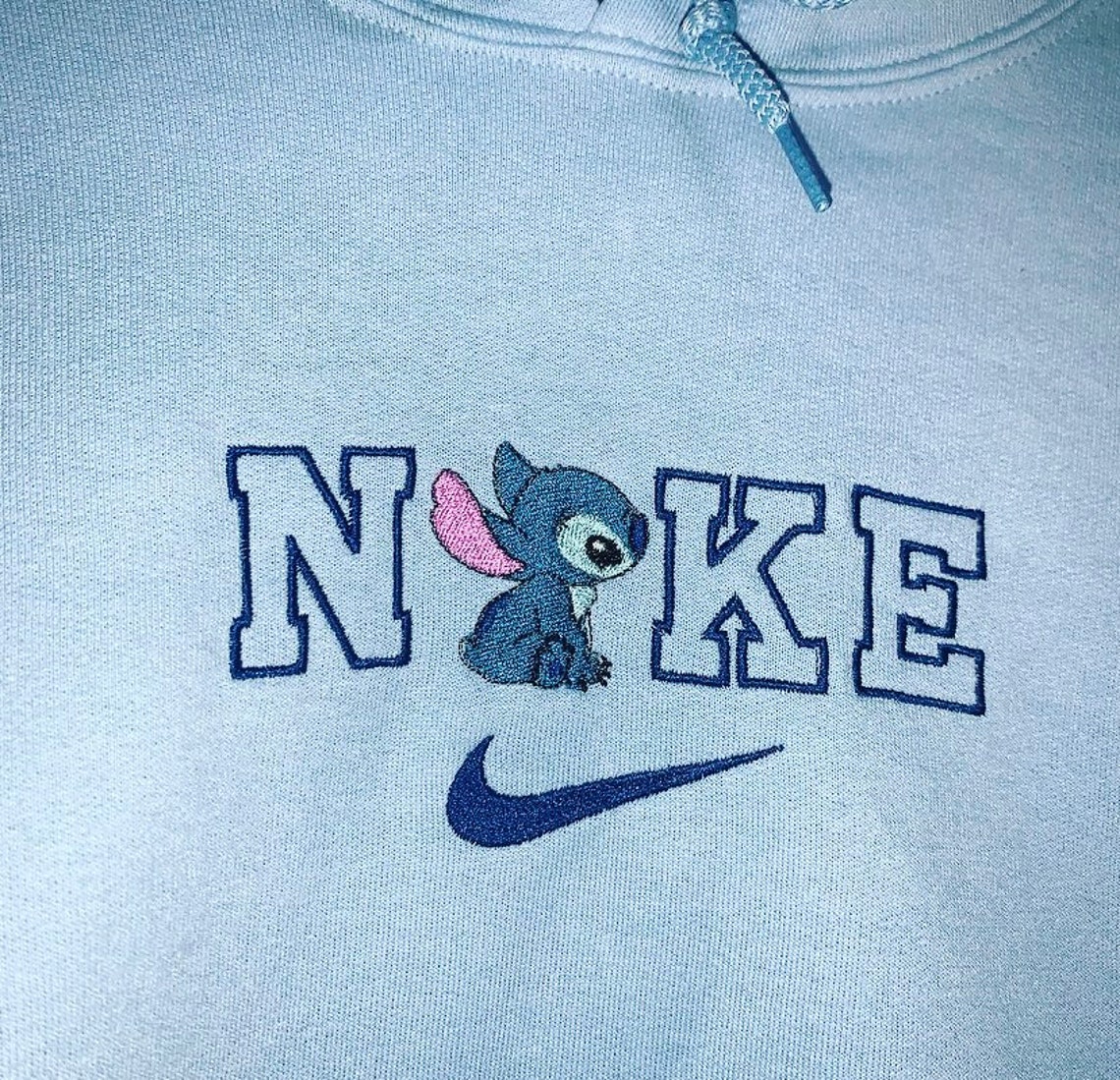 Unisex Adult Hoodie in Light Blue with Disney Stitch and Nike Etsy