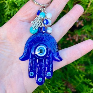 Hamsa Hand Evil Eye Keyring: Protection Bag Charm