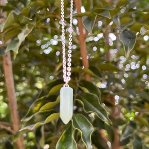 Green Aventurine Point Necklace: Silver Plated Chain
