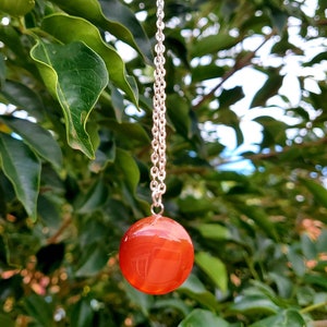 Round Carnelian Pendant Necklace