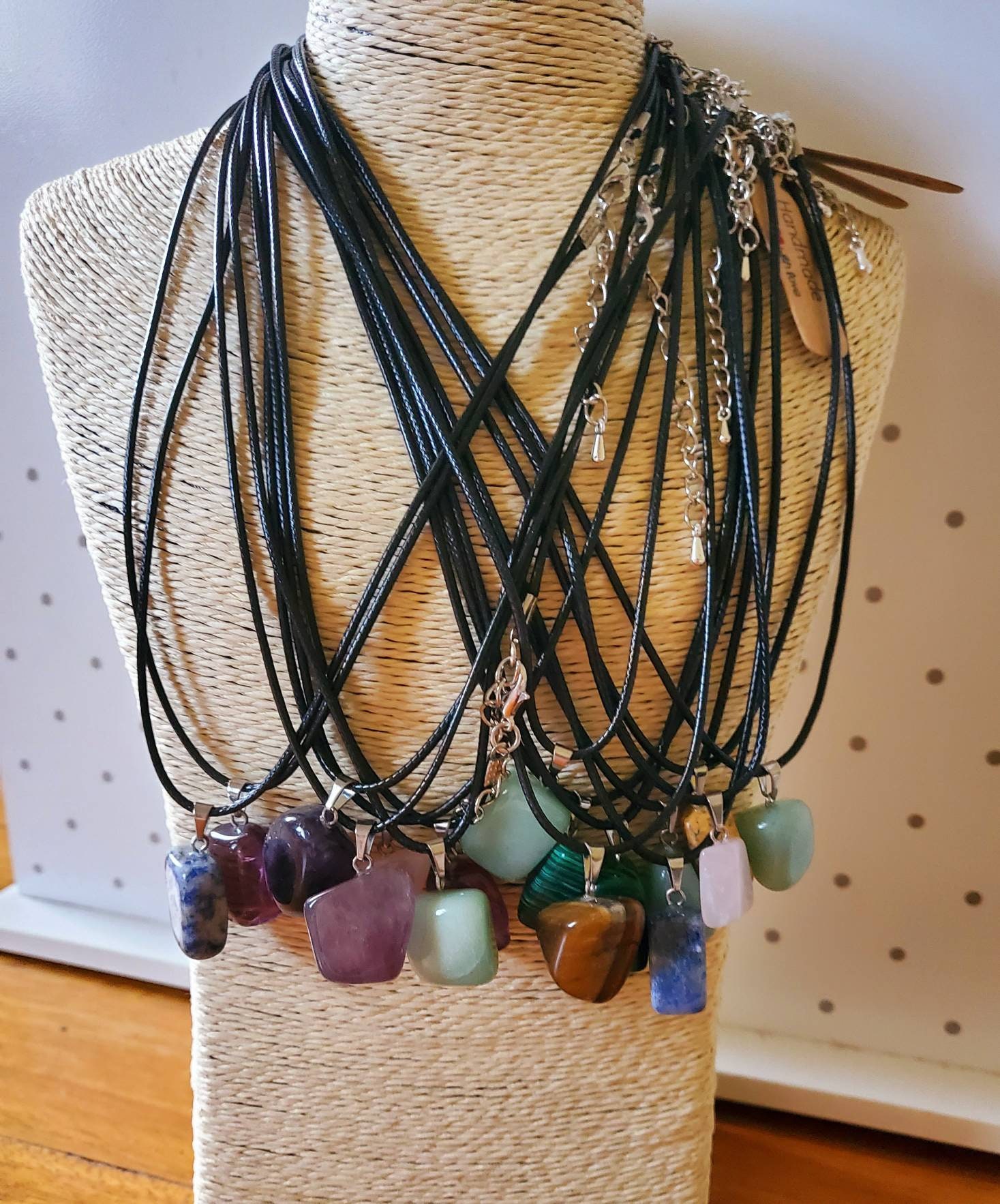Unisex Gemstone Cord Necklace Gemstone Necklace Amethyst Etsy