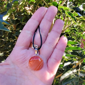Round Carnelian Pendant Necklace: Unisex Crystal Jewelry
