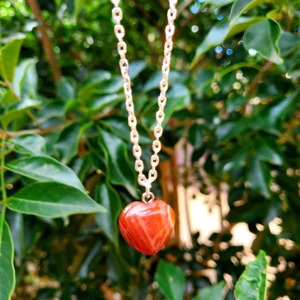 Carnelian Heart Pendant Necklace