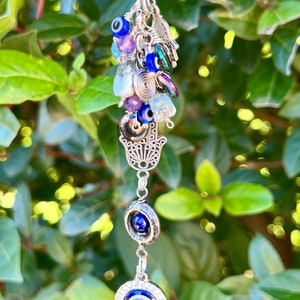 Crystal Turkish Evil Eye Keyring: Hamsa Hand Bag Charm