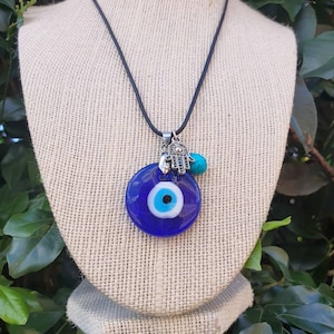 Turkish Evil Eye Necklace: Hamsa Hand, Howlite Turquoise