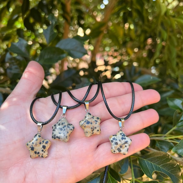 dalmatian Jasper Star Pendant Necklace,  dainty dalmatian Jasper necklace, spot Jasper Star choker