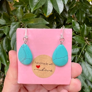 Sterling Silver howlite turquoise drop, simple howlite Earrings, turquoise earrings