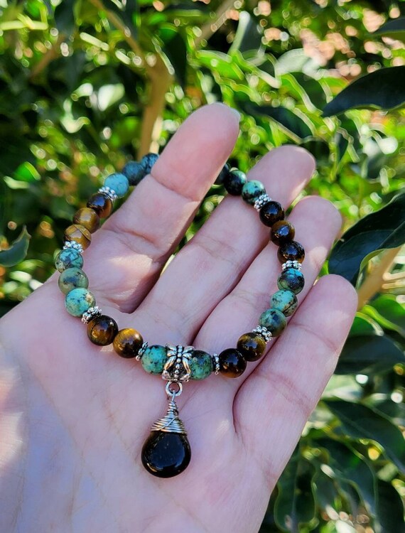 African Turquoise and Tiger Eye Bracelet Tiger Eye Bracelet