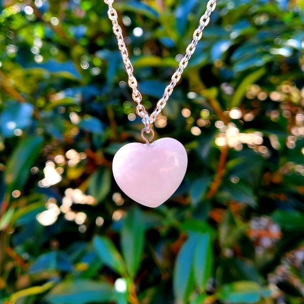 Rose Quartz Heart Pendant Necklace